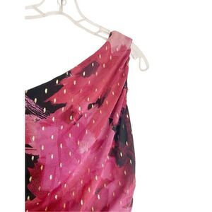 Love x design one shoulder pink black and gold midi dress